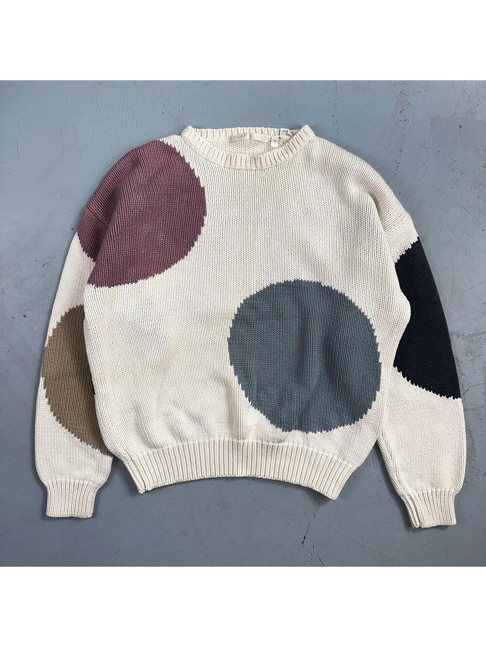 Perry Ellis VTG Atomic Pullover Sweater Womens M Multicolor Abstract Ski Cotton